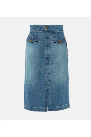 Frame Gonna midi di jeans The Vent Front a vita alta
