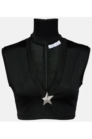 AREA Top cropped Star Stud in maglia a coste