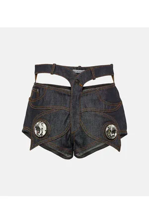 AREA Shorts di jeans con cristalli