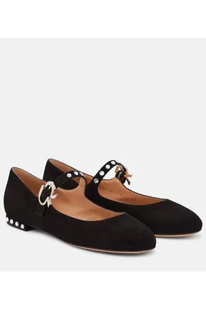 Gianvito Rossi Ballerine Mary Ribbon in suede con cristalli