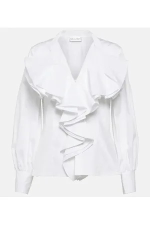 Oscar de la Renta Camicia in cotone con volant