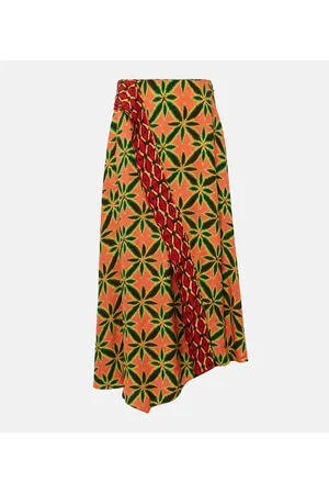 ULLA JOHNSON Gonna midi Violette in crêpe con stampa