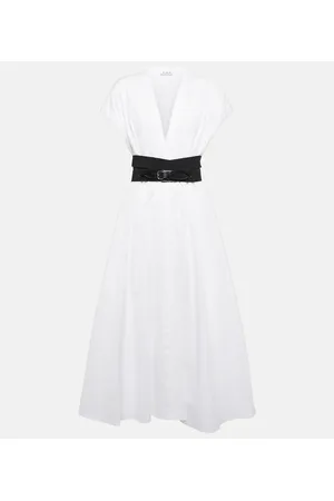 Alaïa Alaïa Abito midi in popeline di cotone con cintura