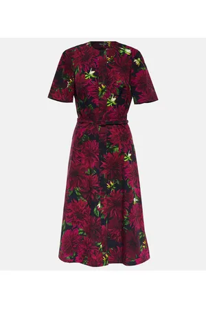 Oscar de la Renta Abito midi in popeline di misto cotone
