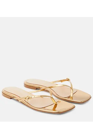 Gianvito Rossi Sandali infradito in pelle metallizzata