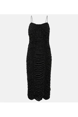 ROTATE Abito midi in mesh con cristalli
