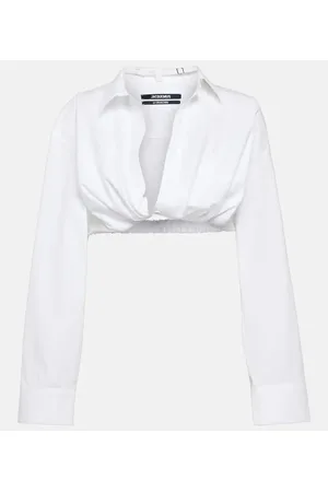 Jacquemus Top cropped La Chemise Bahia in misto cotone