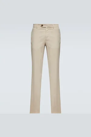 Brunello Cucinelli Pantaloni slim in misto cotone a vita media
