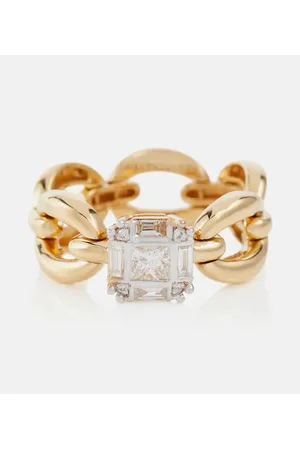 Nadine Aysoy Anello Catena Petite iIllusion in oro 18kt con diamanti