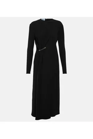Prada Abito midi in crêpe con pizzo