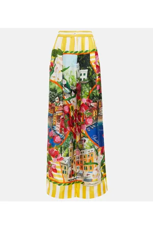 Dolce & Gabbana Pantaloni Portofino in seta a gamba larga