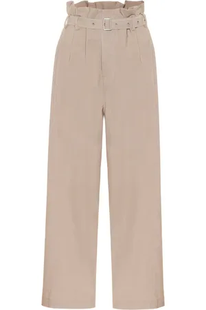 Low Classic Pantaloni paperbag in misto cotone e lino