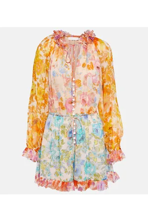 ZIMMERMANN Jumpsuit corta Raie in seta con stampa