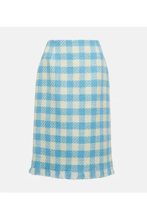 Oscar de la Renta Gonna midi in lana a quadri