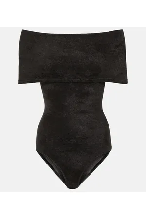 Alaïa Alaïa Body in velluto con scollo bardot