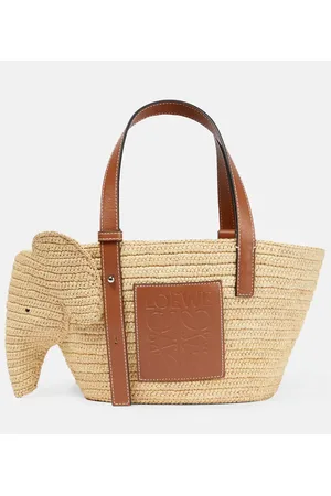 Loewe Shopper Elephant Small in rafia e pelle