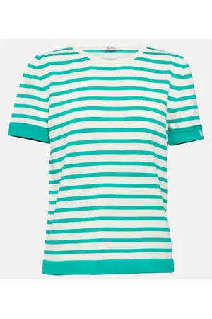 Max Mara Top Limone in cotone a righe