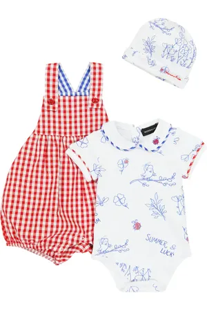 MONNALISA Baby - Salopette, body e berretto in cotone