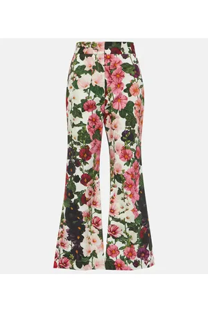 Oscar de la Renta Pantaloni flared in misto cotone cropped