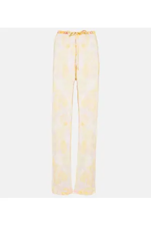 DRIES VAN NOTEN Pantaloni in crêpe di seta con stampa
