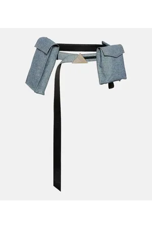 The Attico Cintura in denim e pelle con tasche
