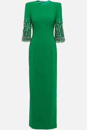 Jenny Packham Abito lungo Bergman in crêpe