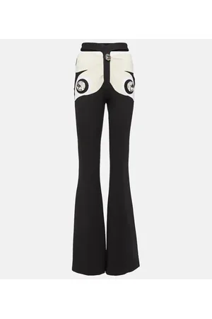 AREA Pantaloni flared Butterfly con cristalli