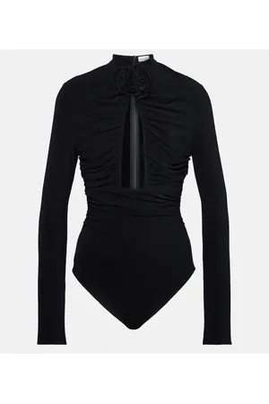 MAGDA BUTRYM Body con cut-out, ruches e applicazione