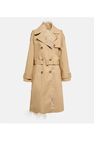 VALENTINO Trench in cotone con piume