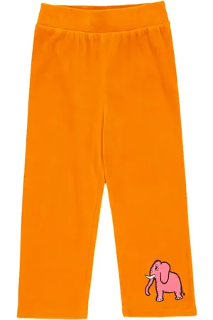 Mini Rodini Pantaloni sportivi in velluto con ricamo