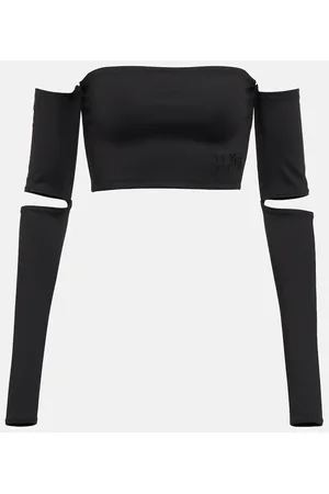Maison Margiela Top cropped in jersey con cut-out