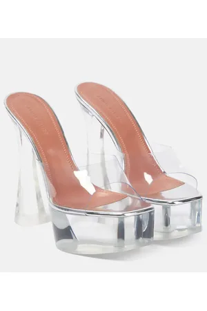 Amina Muaddi Mules Dalida Glass in PVC con plateau
