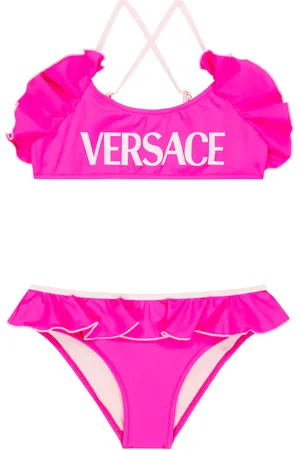 VERSACE Bikini con volant e logo
