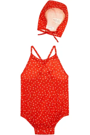 Caramel Baby - Jumpsuit corta e cappello Lavendula in cotone