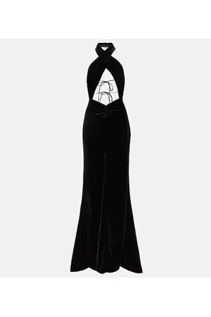 Alessandra Rich Abito lungo in velluto con cut-out