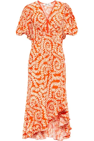 Diane von Furstenberg Abito midi Madrid in crêpe con stampa