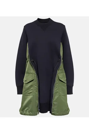 SACAI Miniabito in cotone con tessuto tecnico