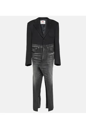 JUNYA WATANABE Abito midi di jeans con misto lana
