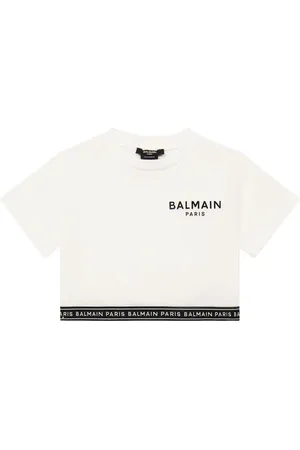 Balmain T-shirt cropped in jersey di cotone