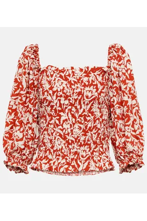 Ralph Lauren Top in crêpe arricciato con stampa