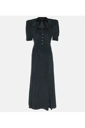 Alessandra Rich Abito midi in seta a pois