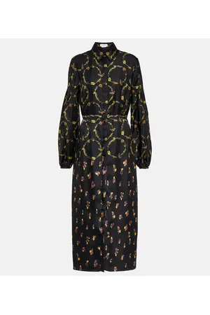 GABRIELA HEARST Abito lungo Mauri in twill di seta