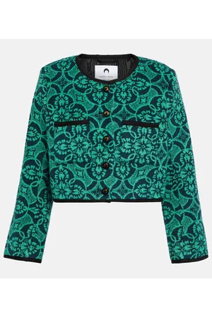 Marine Serre Giacca cropped in cotone jacquard