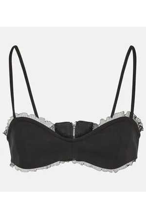 Ganni Bralette in cotone con pizzo
