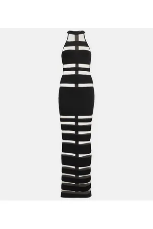 Balmain Abito lungo con mesh