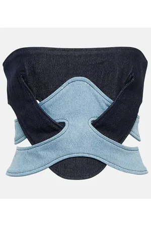 DION LEE Top a corsetto in denim senza spalline