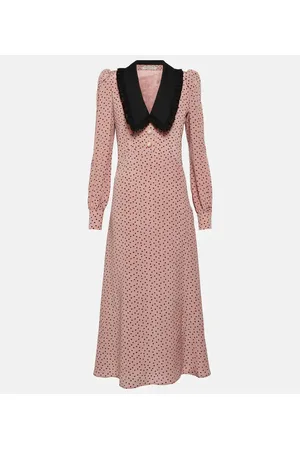 Alessandra Rich Abito midi in seta con stampa