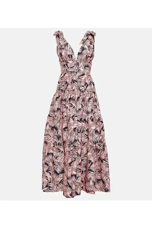 Carolina Herrera Abito midi in misto cotone con balze