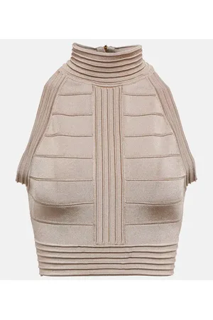 Balmain Top cropped a collo alto