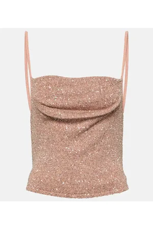 Altuzarra Top cropped Diaplo in maglia lamé